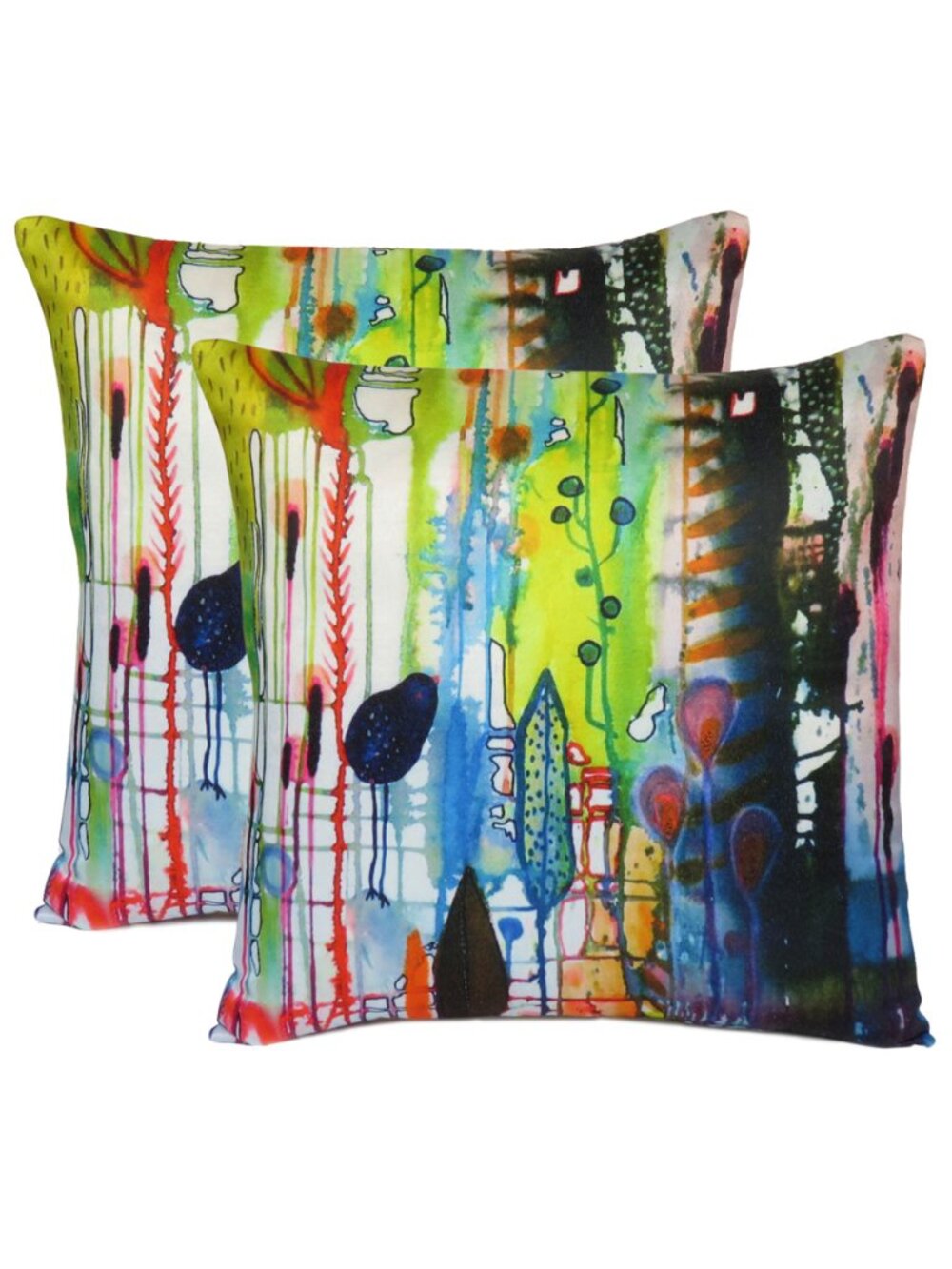 Oussum Accent Pillow Cover Cotton Abstract Print Cushion Case Square Set of 2